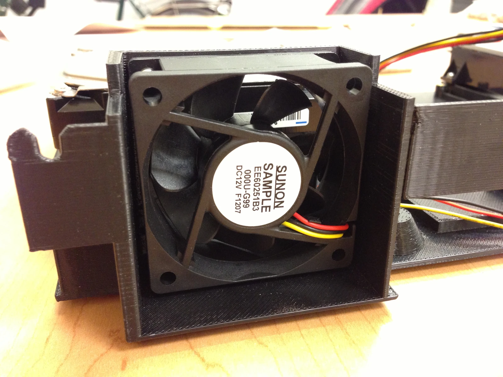 Fan fitted into the printed subchassis